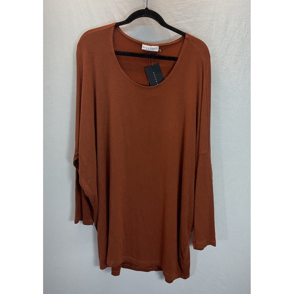 NEW Bryn Walker XL Brown Tunic Shirt 3/4 Sleeves Lagenlook artsy‎ neutral office